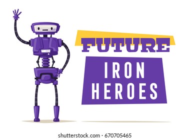 Robot character. Technology, future. Cartoon vector illustration
