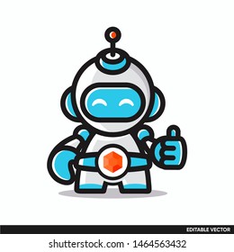 ROBOT CHARACTER WITH THUMBS UP ICON CHARACTER LOGO VECTOR