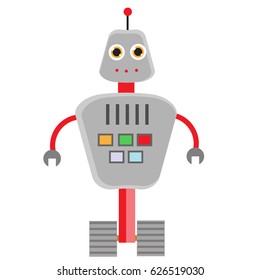 Robot character. Vector illustration, isolated design elements. Smiling android, friendly ai