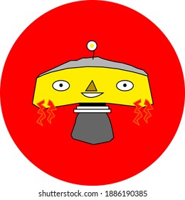 Robot character vector illustration for tech company icon or other purposes. A simple flat vector design