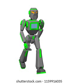 Robot character walking. Isolated on white background. 3d Vector illustration.