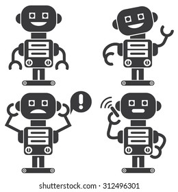 robot characters, cartoon robot icons
