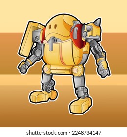 Robot characters for kids Electronic humanoid isolated robot automation character with flexible arms, artificial intelligence bot. Futuristic electronic android