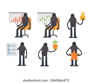 robot characters in various poses vector illustration