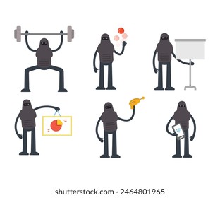 robot characters in various poses vector illustration