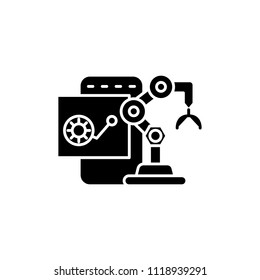 Robot charactersitics black icon concept. Robot charactersitics flat  vector symbol, sign, illustration.