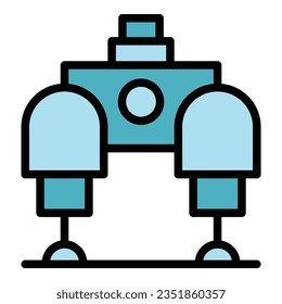 Robot Ladungs Symbol-Umrissvektor. Cute Bot. Klare Handfarbe