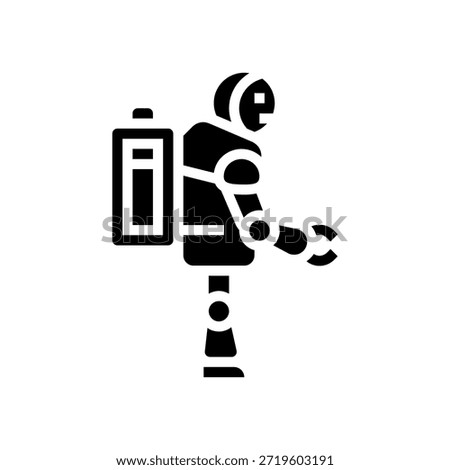 robot a charging battery glyph icon vector. robot a charging battery sign. isolated symbol illustration