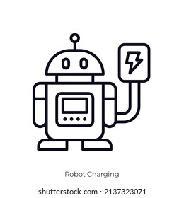 Roboter-Ladesymbol. Konkretes Stildesign einzeln auf weißem Hintergrund