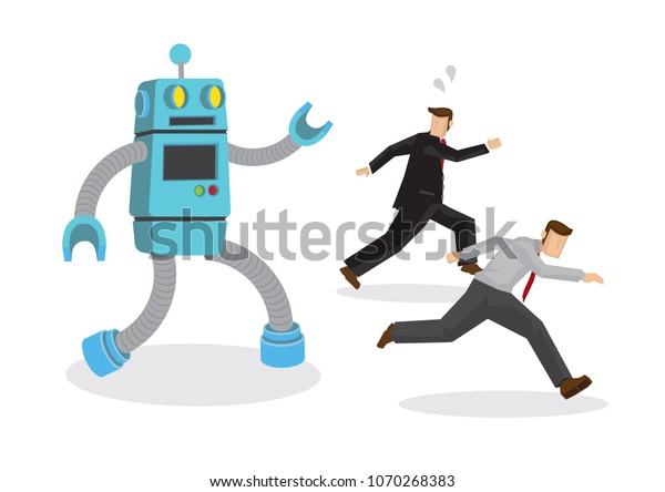 Robot Chase Away Office Workers Depicts: เวกเตอร์สต็อก (ปลอดค่า ...