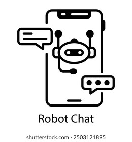 Robot chat assistant, line icon