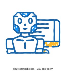 robot chat bot doodle icon sketch vector. robot chat bot sign. isolated symbol illustration