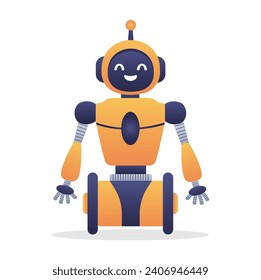Robot, chat bot neural network, AI servers and robots technology. Set of cute robot ai character.