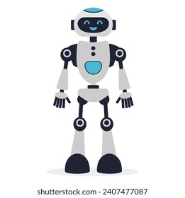 Robot, chat bot neural network, AI servers and robots technology. Set of cute robot ai character.