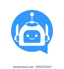 Robot Chat Bot Vector Design. Robotic Assistant icon isolated on bubble speech