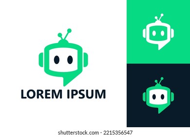 Robot chat logo template design vector