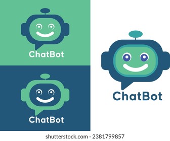Robot chat logo template design vector