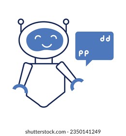 Robot with Chat Quote Icon: A Symbol of Conversation and Interaction.