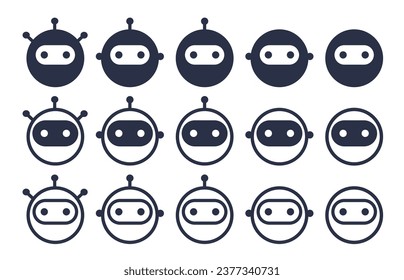 Robot chatbot head set. Vector flat and line style