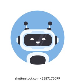 Robot chatbot icon. Online communication concept. AI assistant support. Artificial intelligence technology. Vector illustration in flat cartoon style.