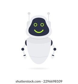 Icono de robot chatbot firma un diseño de estilo realista ilustración vectorial aislado en fondo blanco. Asistente de negocios de símbolo de caricatura del personaje de la mascota auxiliar del bot de inteligencia artificial. Ilustración del vector