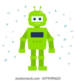  Robot or chatbot template. Chat Bot icon for website. Vector illustration  in Modern flat style. cartoon character Isolated on white.