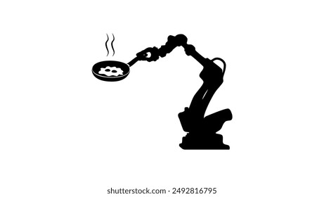 robot chef, black isolated silhouette