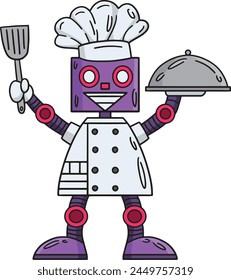  Robot Chef Dibujos Animados Ilustración de Clipart de color