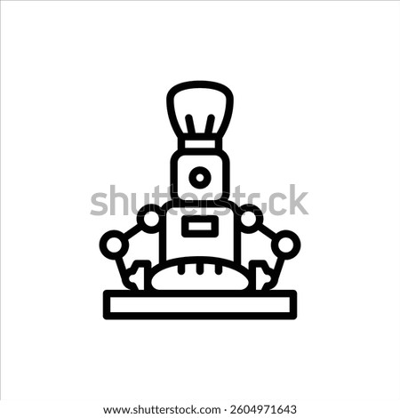 Robot chef outline icon. robot cooking black line illustration.