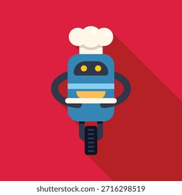 Robot chef llevando toque blanche entregando comida usando un vehículo de equilibrio de una rueda, concepto de inteligencia artificial y automatización en la industria de restaurantes