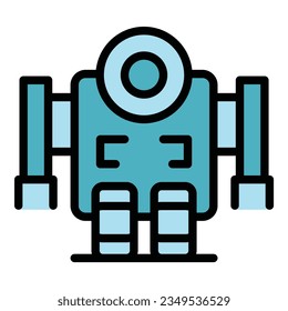 Robot child icon outline vector. Cute mascot. Android ai color flat