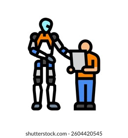 robot child interaction social robotics color icon vector. robot child interaction social robotics sign. isolated symbol illustration
