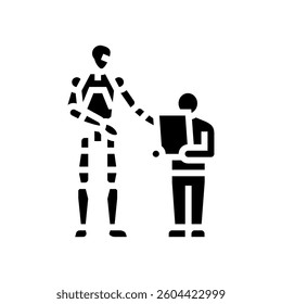 robot child interaction social robotics glyph icon vector. robot child interaction social robotics sign. isolated symbol illustration