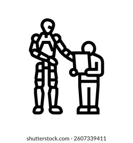 robot child interaction social robotics line icon vector. robot child interaction social robotics sign. isolated contour symbol black illustration