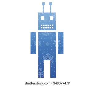 robot christmas icon with snow