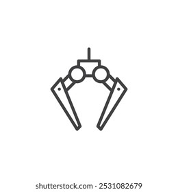 Zeilensymbol der Roboterklaue. lineares Design für mobiles Konzept und Webdesign. Ein Vektorsymbol für die Kontur einer robotischen Klaue. Symbol, Logo-Abbildung. Vektorgrafiken