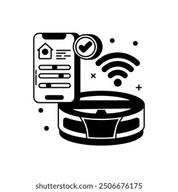 Robot Cleaner Glyph Icon, Ilustración vectorial