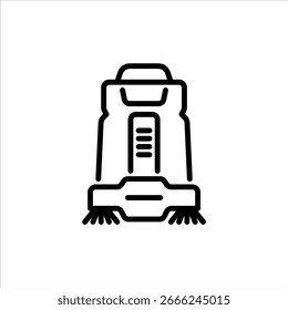 Icono de contorno de robot limpiador. Ilustración de la línea negra del robot de limpieza.