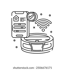 Robot Cleaner Outline Icon, Vector illustration