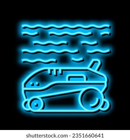 robot cleaner pool neon light sign vector. robot cleaner pool illustration