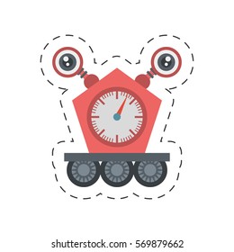 robot clock eletronic mechanical cutting line vector illustration eps 10