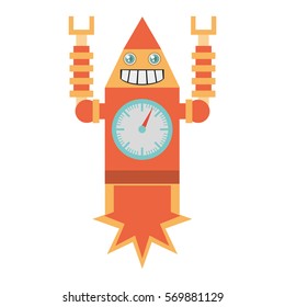 robot clock laungh rocket smile vector illustration eps 10