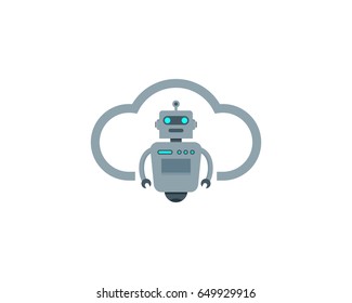 Robot Cloud Icon Logo Design Element