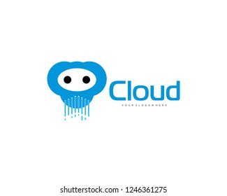 Robot cloud logo design vector icon.