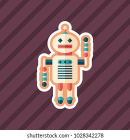 Robot clown sticker flat icon with color background.