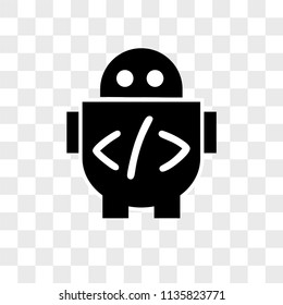 Robot code vector icon on transparent background, Robot code icon