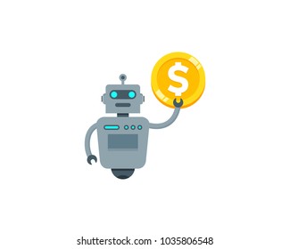Robot Coin Icon Logo Design Element
