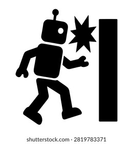 Robot Colliding with Stationary Object Silhouette representing robot colliding with stationary object, suitable for clean graphics, signage, presentations, web design, and commercial projects
