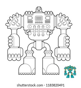 Robot Coloring book. Cyborg warrior future for children. Vector illustration