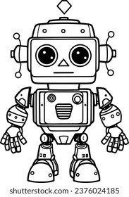 Robot coloring book hand drawn illustration vector